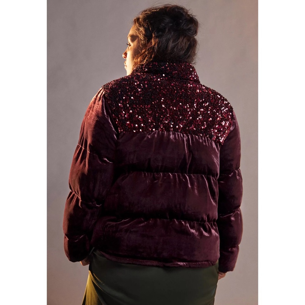 Anthropologie Vera Sequined Velvet Puffer Jacket NWT Sz XL & XS - Picture 4 of 14